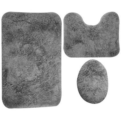 Casey Bathroom Dark Grey 3 Piece Mat Set