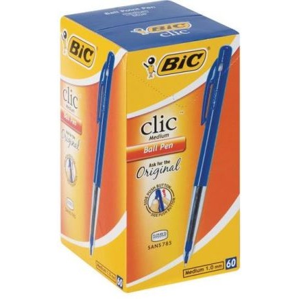 Bic Clic Blue Medium Ballpoint Pens with Retractable Side