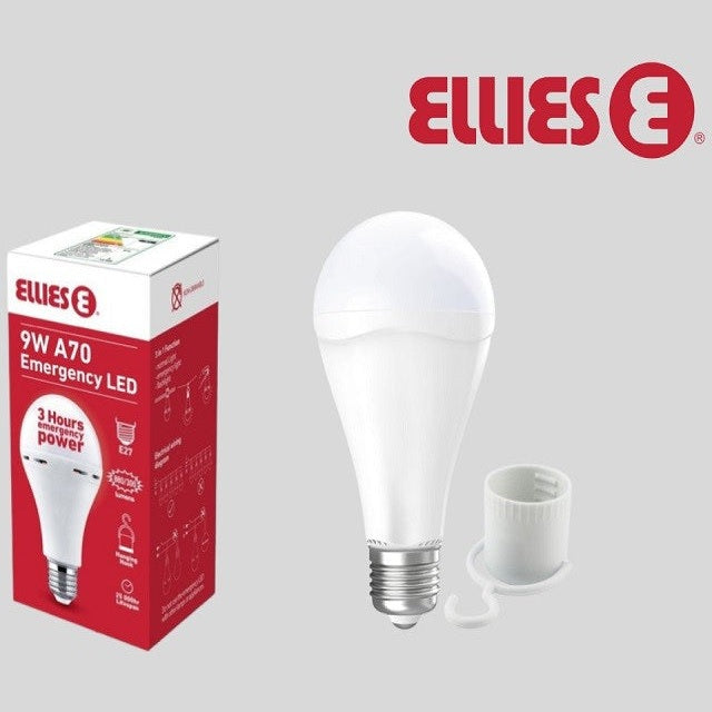 Ellies 9W A70 Emergency LED Light Bulb E27 Screw Type