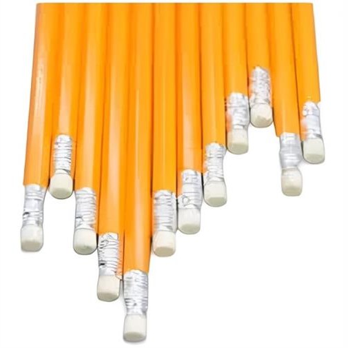 Brainware Yellow Barrel Rubber-Tipped Pencils