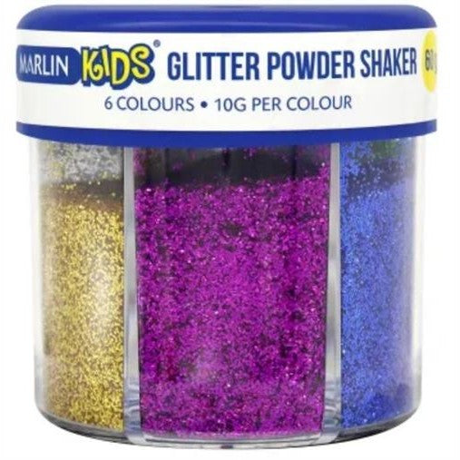 Marlin Kids 6 Colours Glitter Powder Shaker 60g