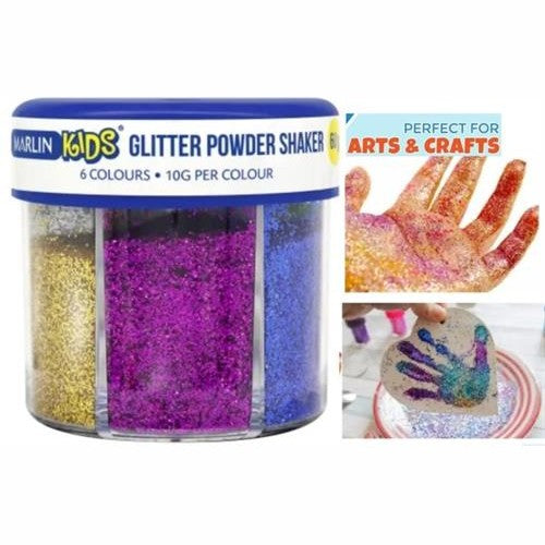 Marlin Kids 6 Colours Glitter Powder Shaker 60g