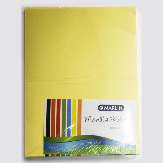 Marlin A4 Flat File Folders Yellow Pack of 100