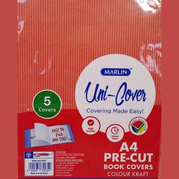 Marlin Kids Precut A4 Red Book Kraft Paper Cover 5 pack
