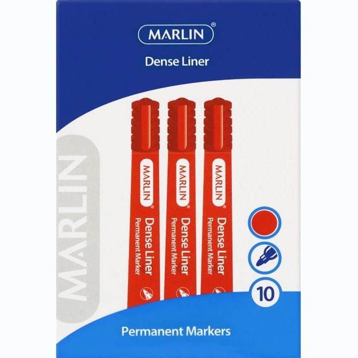Marlin Dense Permanent Markers Red 10