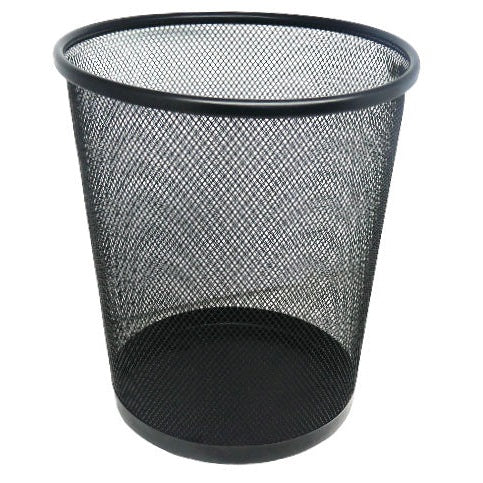 Brainware Round Steel Mesh Trash Can Black