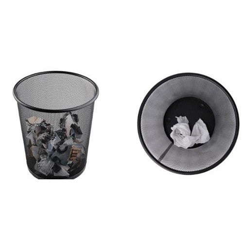 Brainware Round Steel Mesh Trash Can Black