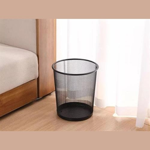 Brainware Round Steel Mesh Trash Can Black
