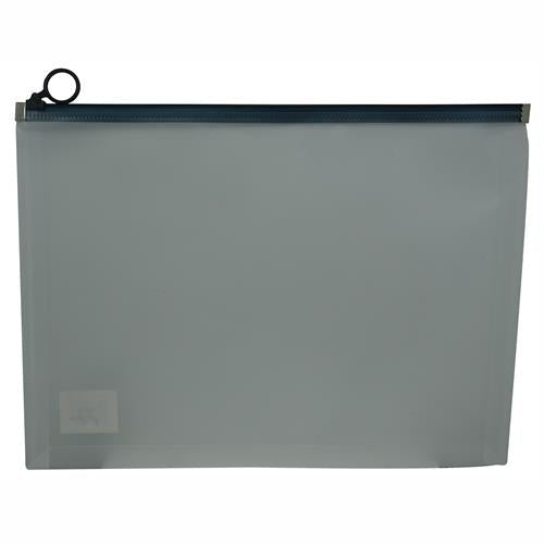 Brainware A4 Clear Carry Folder With Black Easy Slide Zip