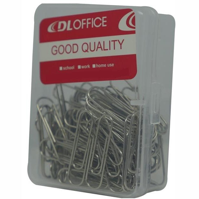 DLOffice Silver 28mm Paper Clips Plastic Tub of 100 Pieces