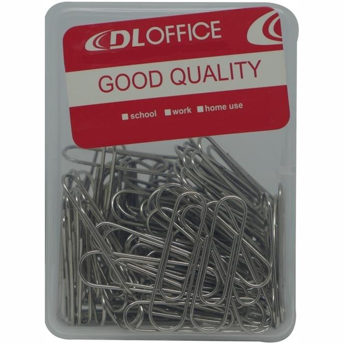 DLOffice Silver 28mm Paper Clips Plastic Tub of 100 Pieces