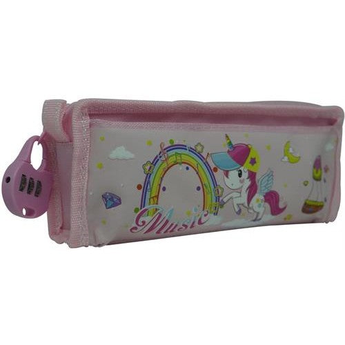 Brainware Fabric 2 Pocket 20cm Pencil Bag Light Pink