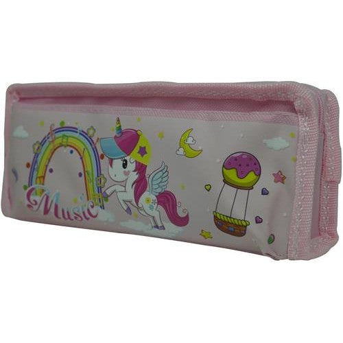 Brainware Fabric 2 Pocket 20cm Pencil Bag Light Pink