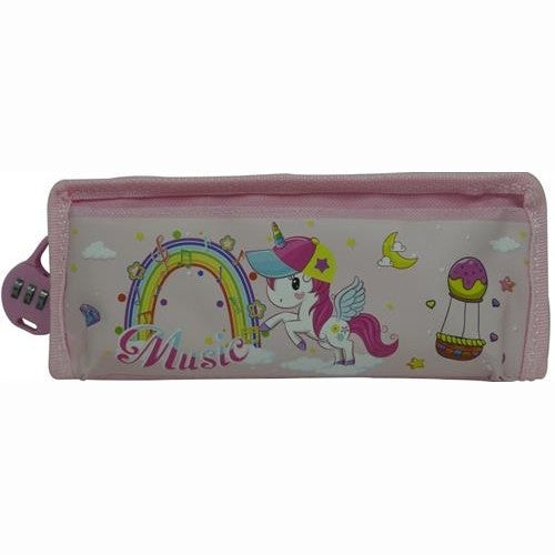 Brainware Fabric 2 Pocket 20cm Pencil Bag Light Pink