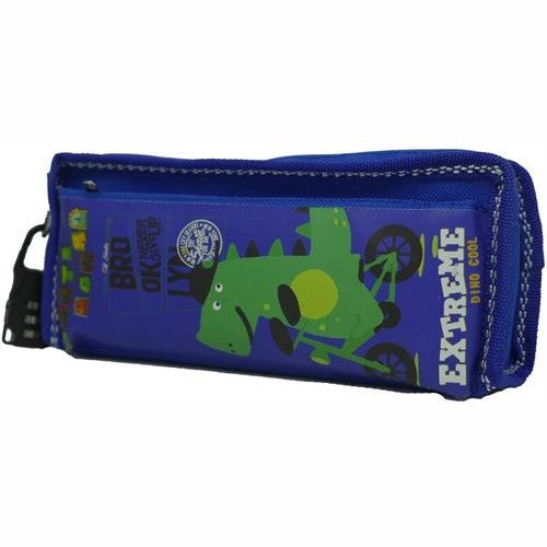 Brainware Fabric 2 Pocket 20cm Pencil Bag Blue