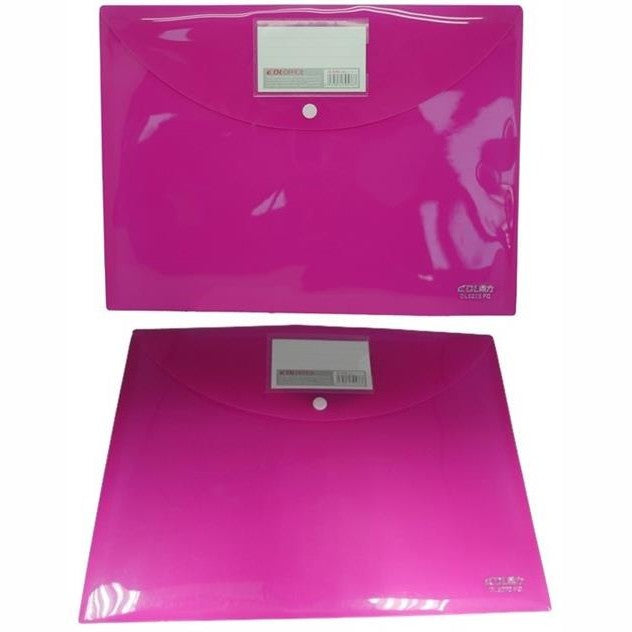 DLOffice A4 Carry Folder with Press Stud on Flap Pink