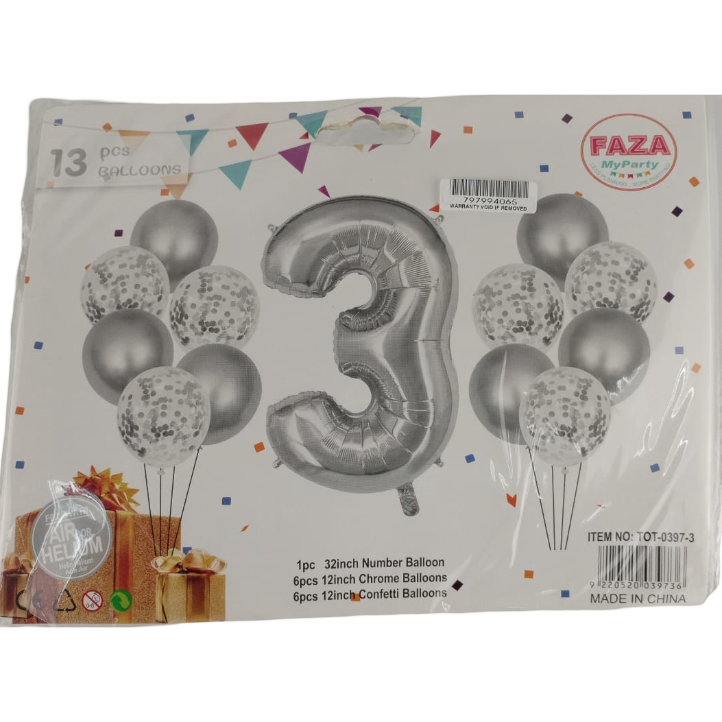 Casey 13pc Silver and White Balloon Set Nr 3