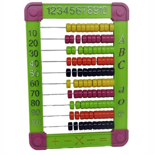 Brainware Bear Green Plastic Abacus 100 Beads Flatboard