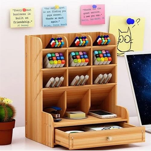 Brainware DIY Medium Wooden Desk Organizer