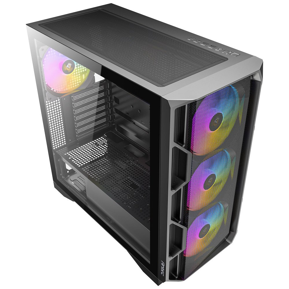 Antec AX1000 ARGB, 4 x 140mm ARGB PWM Fans Included, ARGB PWM Fan Controller, Up to 9 Fans Simultaneously, Type-C 3.2 Gen 2 Port, Full-View Tempered Glass Side Panel, 360mm Radiator Support, Mid-Tower ATX PC Case | SKU CA-AX1000