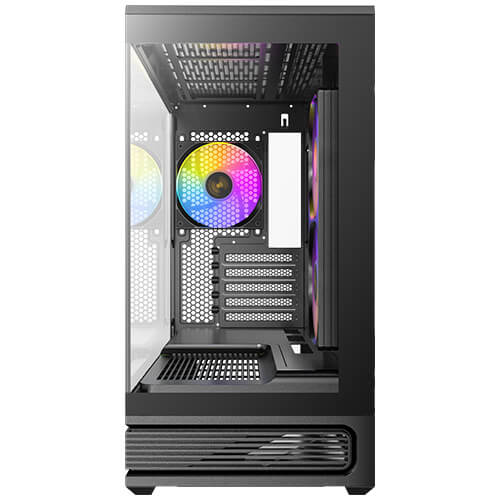 Antec C2M ARGB 270 degree Full-view Tempered Glass Compact MicroATX PC Case, 2 ARGB PWM Fans Included, Support 360mm Radiator & 415mm GPU, Black | SKU CA-C2MAB1