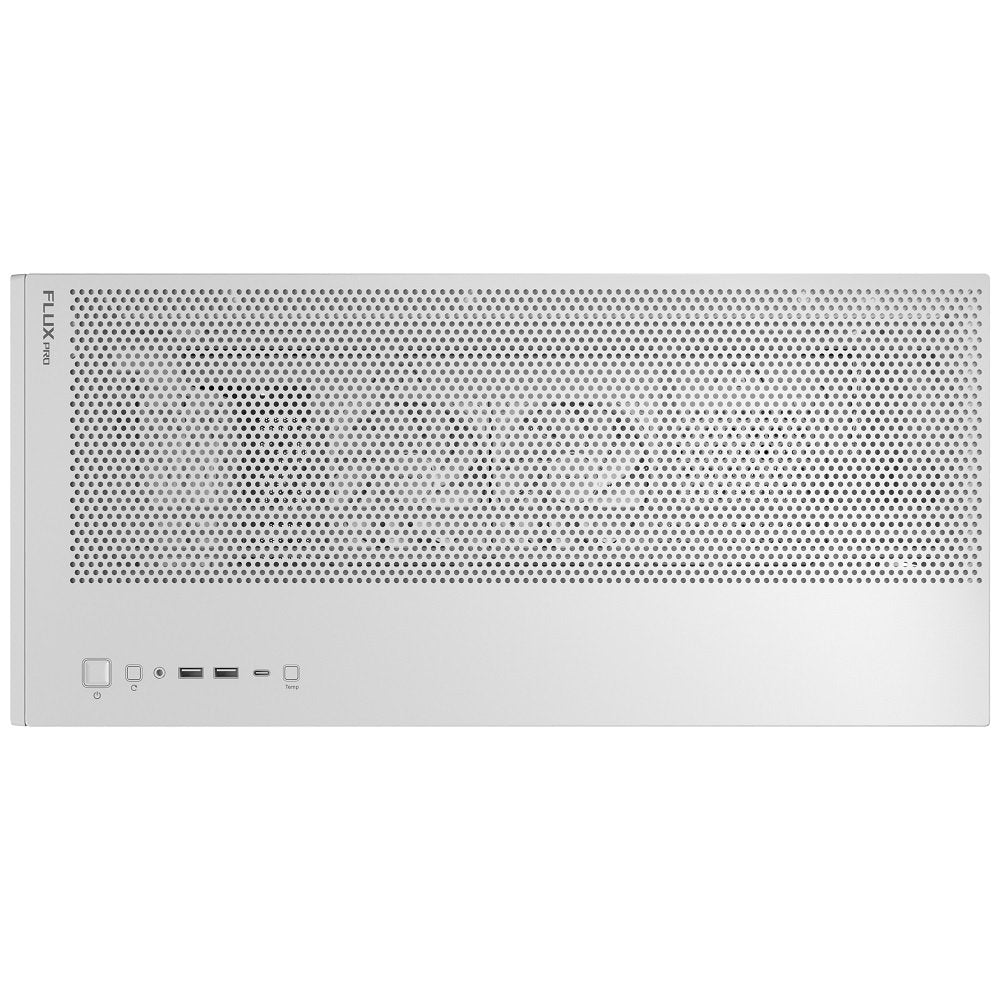 Antec FLUX Pro White, 6 x PWM Fans Included, High-Airflow Front Panel With Walnut Wood, iShift PSU 90 degree Mount, USB3.0 x 2, Type-C, 420mm Radiator Support, Temp. Display, Full-Tower E-ATX PC Case (White) | SKU CA-FLUXPW