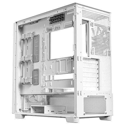 Antec FLUX White, 5 x PWM Fans Included, Up to 9 Fans Simultaneously, Type-C, Iron Mesh Panels and Wood Frame, 420mm Radiator Support, Back Connect Motherboards Support, Mid-Tower E-ATX PC Case | SKU CA-FLUXW