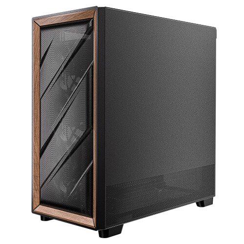 Antec FLUX, 5 x PWM Fans Included, Up to 9 Fans Simultaneously, Type-C, Iron Mesh Panels and Wood Frame, 420mm Radiator Support, Back Connect Motherboards Support, Mid-Tower E-ATX PC Case | SKU CA-FLUX