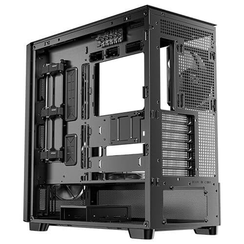 Antec FLUX, 5 x PWM Fans Included, Up to 9 Fans Simultaneously, Type-C, Iron Mesh Panels and Wood Frame, 420mm Radiator Support, Back Connect Motherboards Support, Mid-Tower E-ATX PC Case | SKU CA-FLUX