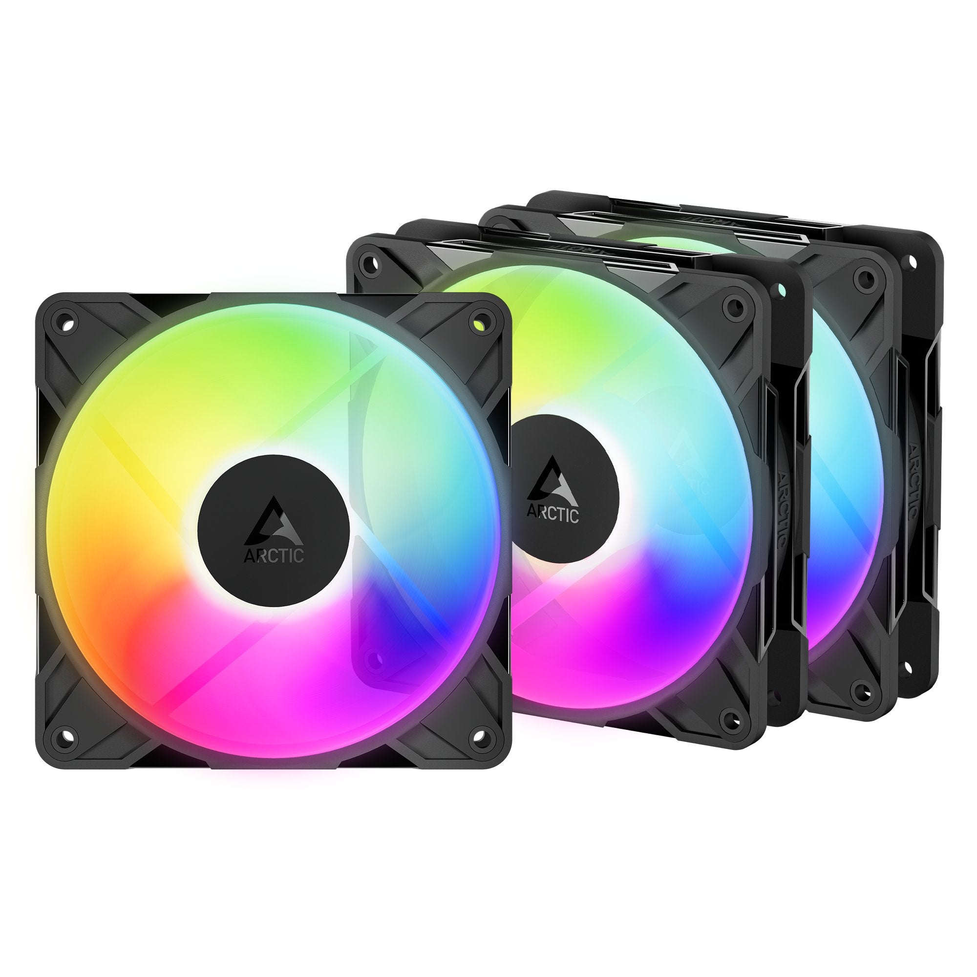 ARCTIC P12 Pro Reverse A-RGB 120 mm A-RGB PWM Fan with Cable Splitter 3 Pack, ACFAN00333A, Black | SKU CA-P12PRA3