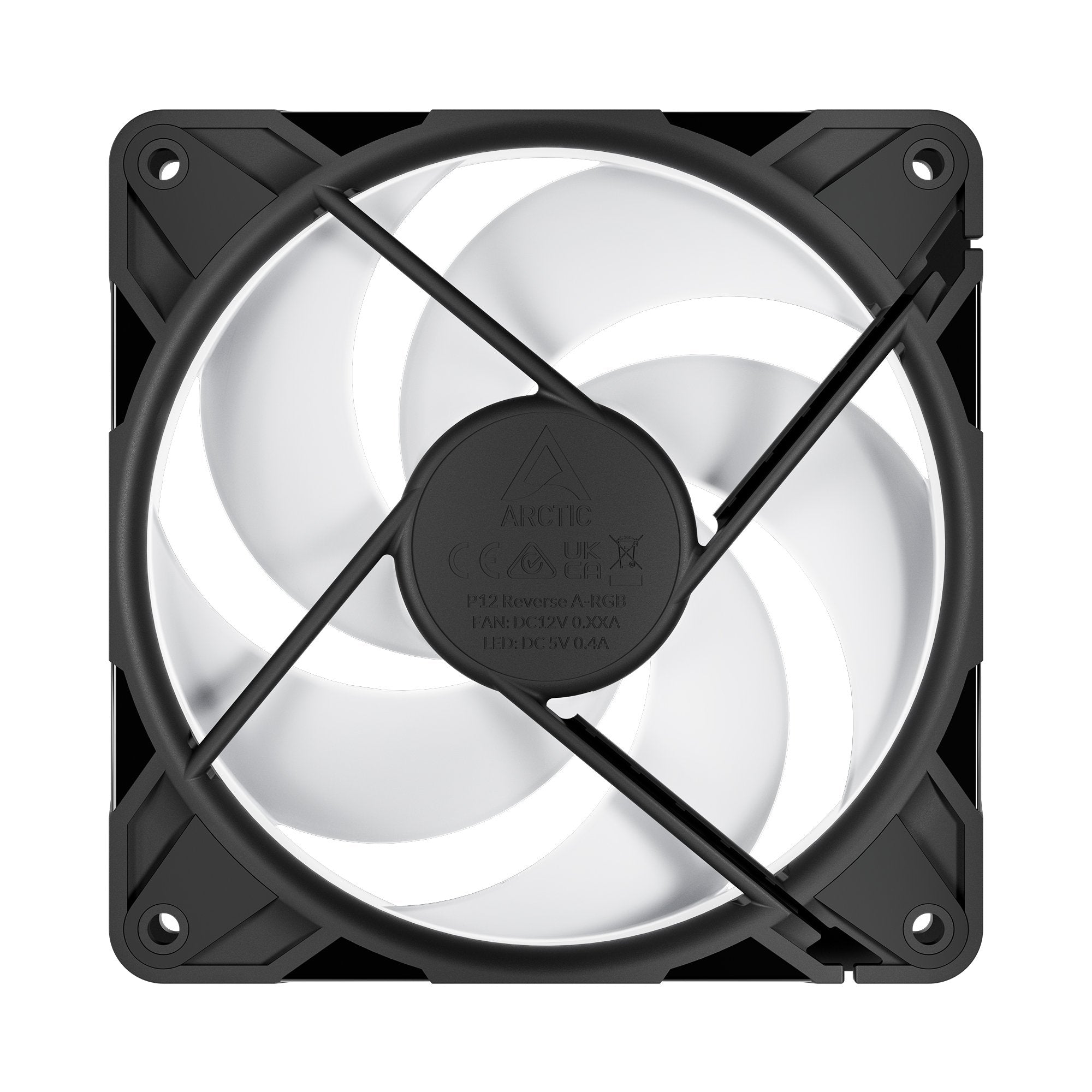 ARCTIC P12 Pro Reverse A-RGB 120 mm A-RGB PWM Fan with Cable Splitter 3 Pack, ACFAN00333A, Black | SKU CA-P12PRA3