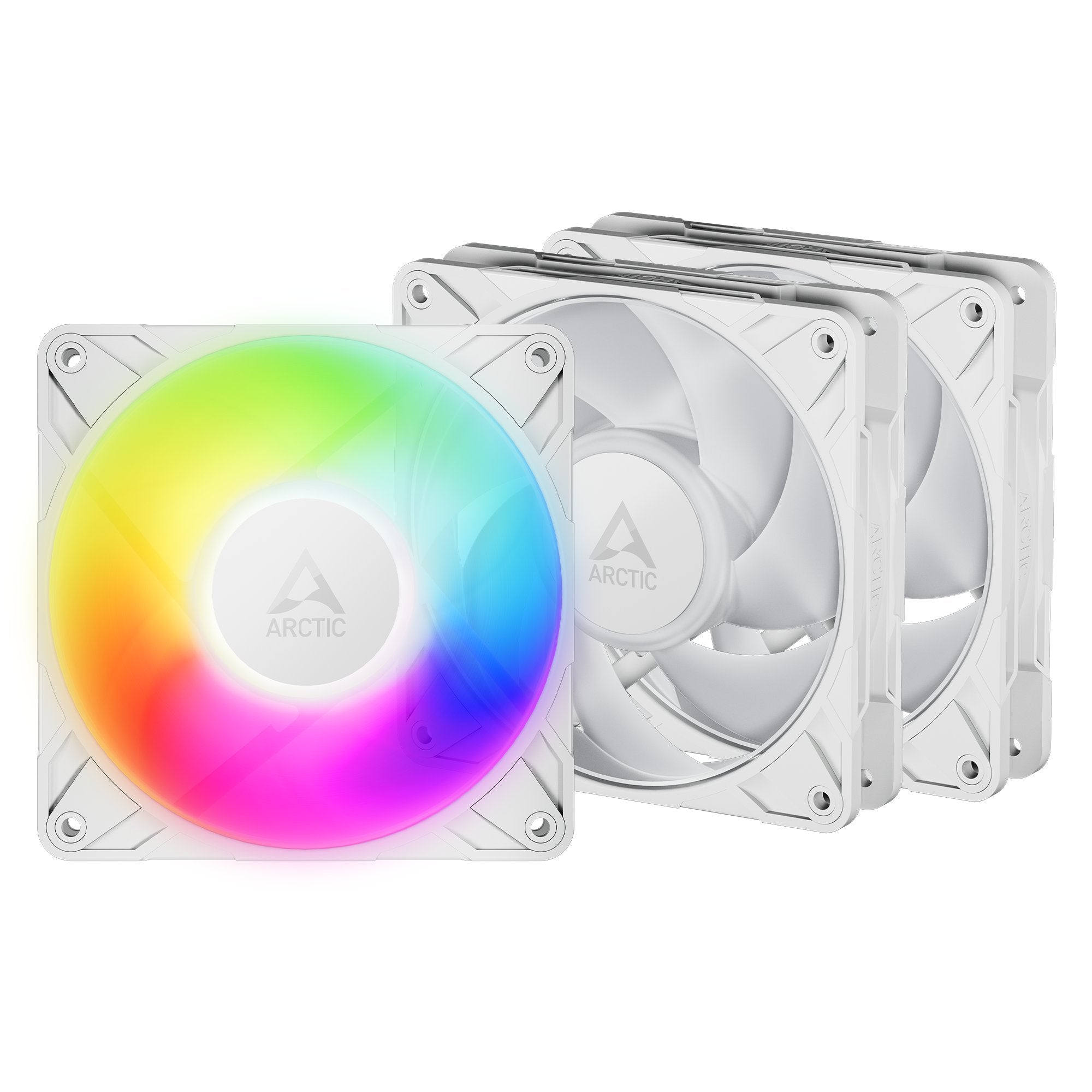 Arctic P12 Pro A-RGB ACFAN00326A 120 mm A-RGB PWM Fan with Cable Splitter, 3 Pack, White | SKU CA-P12PW3P