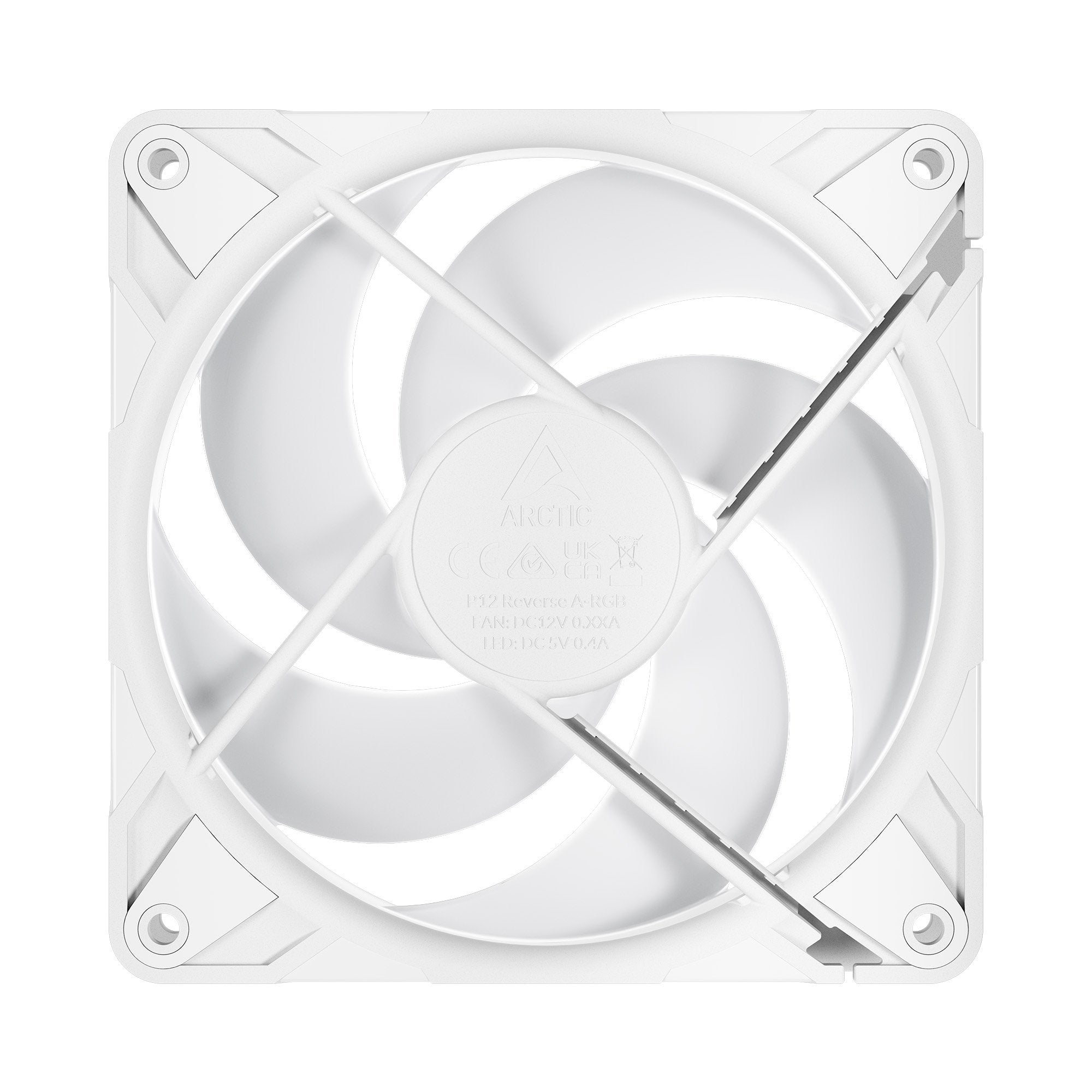 ARCTIC P12 Pro Reverse A-RGB 120 mm A-RGB PWM Fan with Cable Splitter 3 Pack, ACFAN00334A, White | SKU CA-P12RAW3