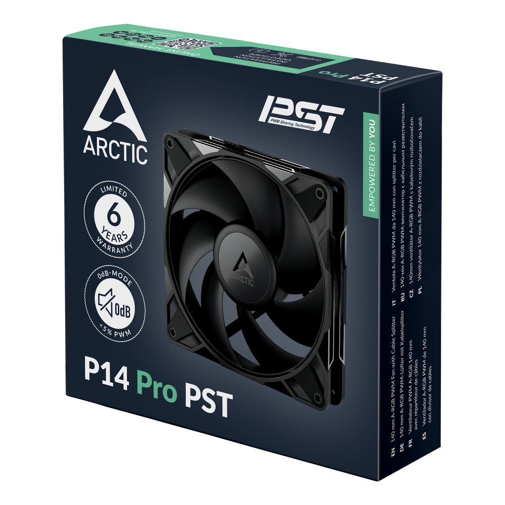 Arctic P14 Pro PST 140 mm PWM Fan with Cable Splitter, ACFAN00314A, Black | SKU CA-P14PROP