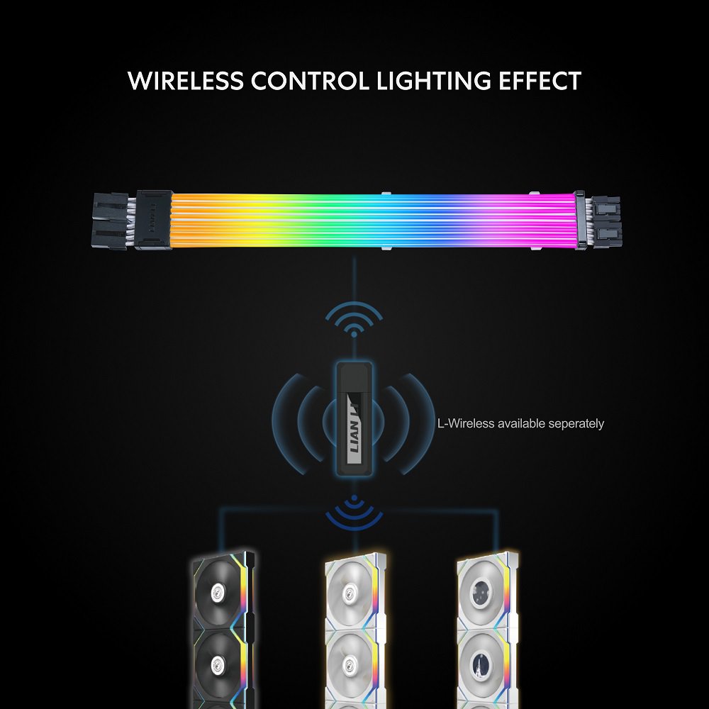 Lian Li Strimer Wireless 8 Pin - Addressable RGB Power Extension Cable with Wireless Control - LED Strip - Wireless Controller NOT Included; a Controller is Required for use (PW8-1W) | SKU CA-PW8-1W