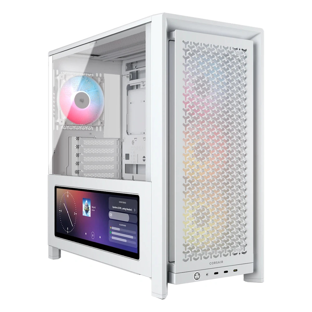 FRAME 4000D LCD RS ARGB Premium Mid-Tower PC Case; Includes 4x RS120 PWM ARGB Fans; XENEON EDGE; White.