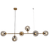 Bright Star Chandelier 6x40W ES Satin Gold Metal with Smoke Colour Glass (excluding globes) CH508/6