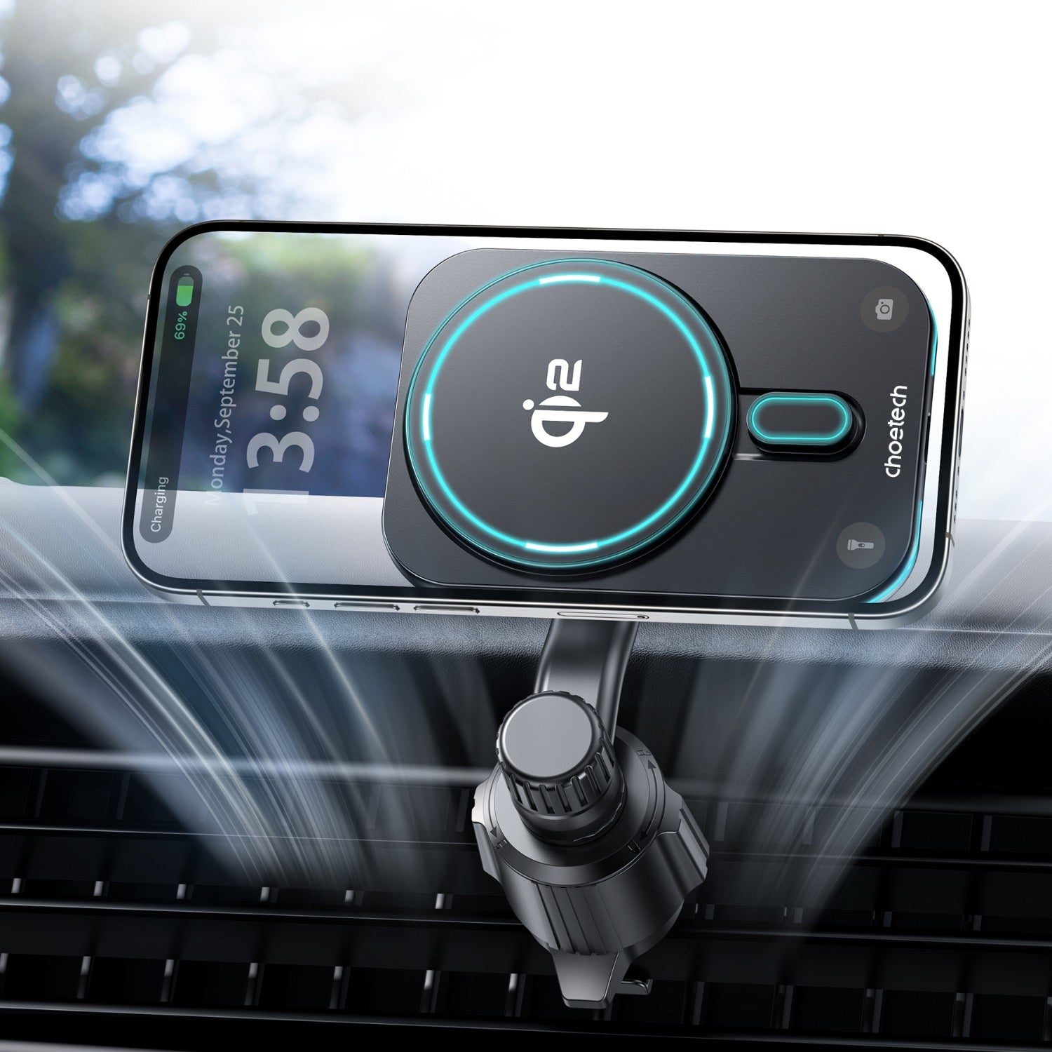 Choetech Magnetic Wireless Car Charger T231-F 15W - Black