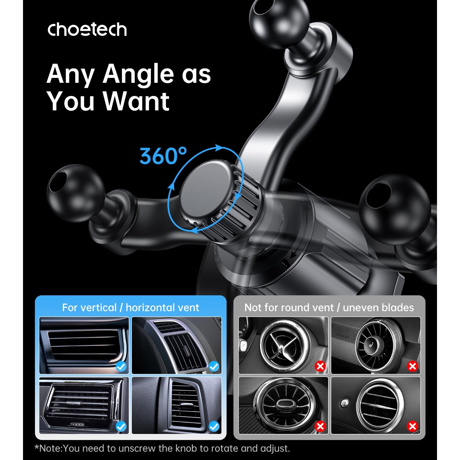 Choetech Magnetic Wireless Car Charger T231-F 15W - Black