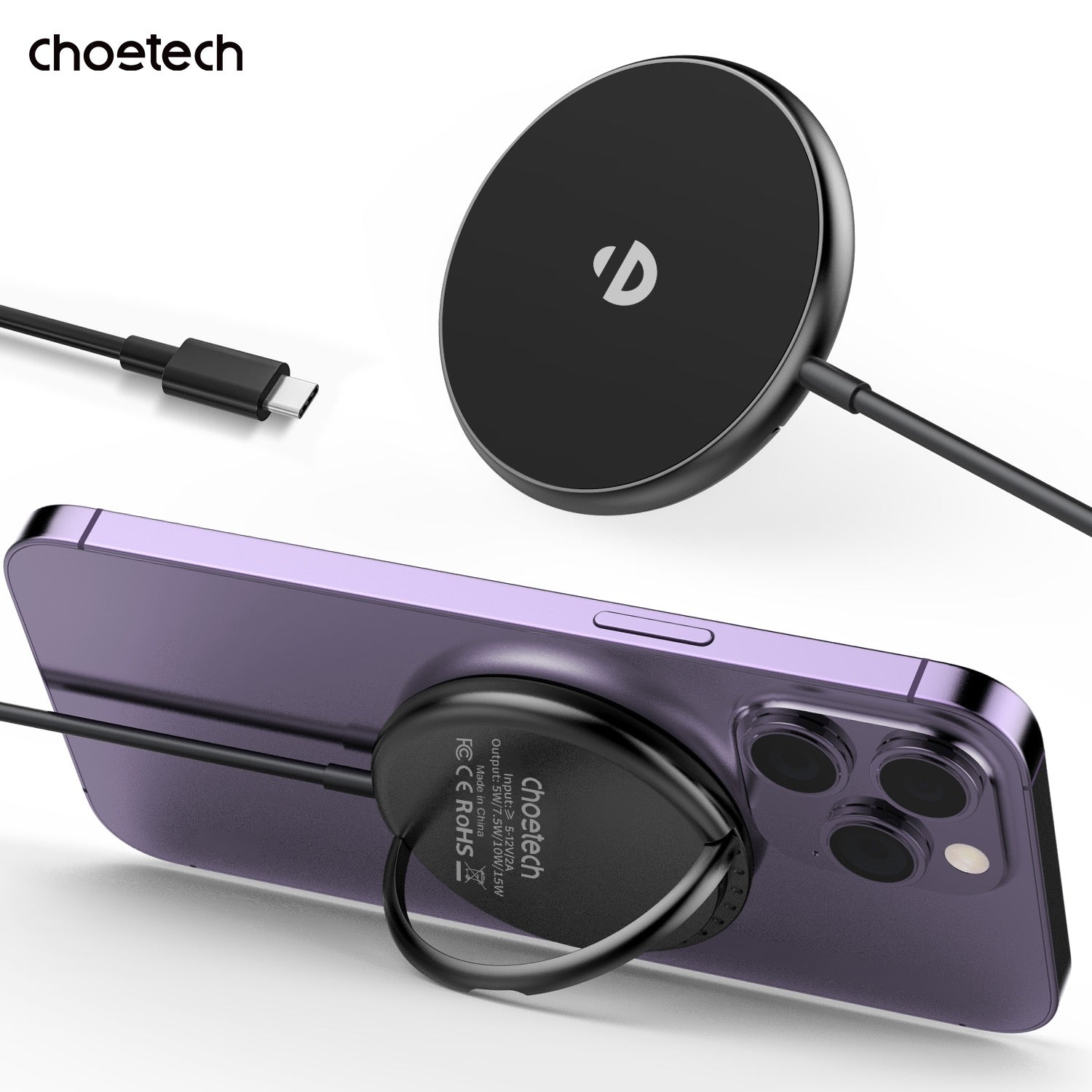 Choetech Fast Wireless Charger With Stand T697-F 15W - Black