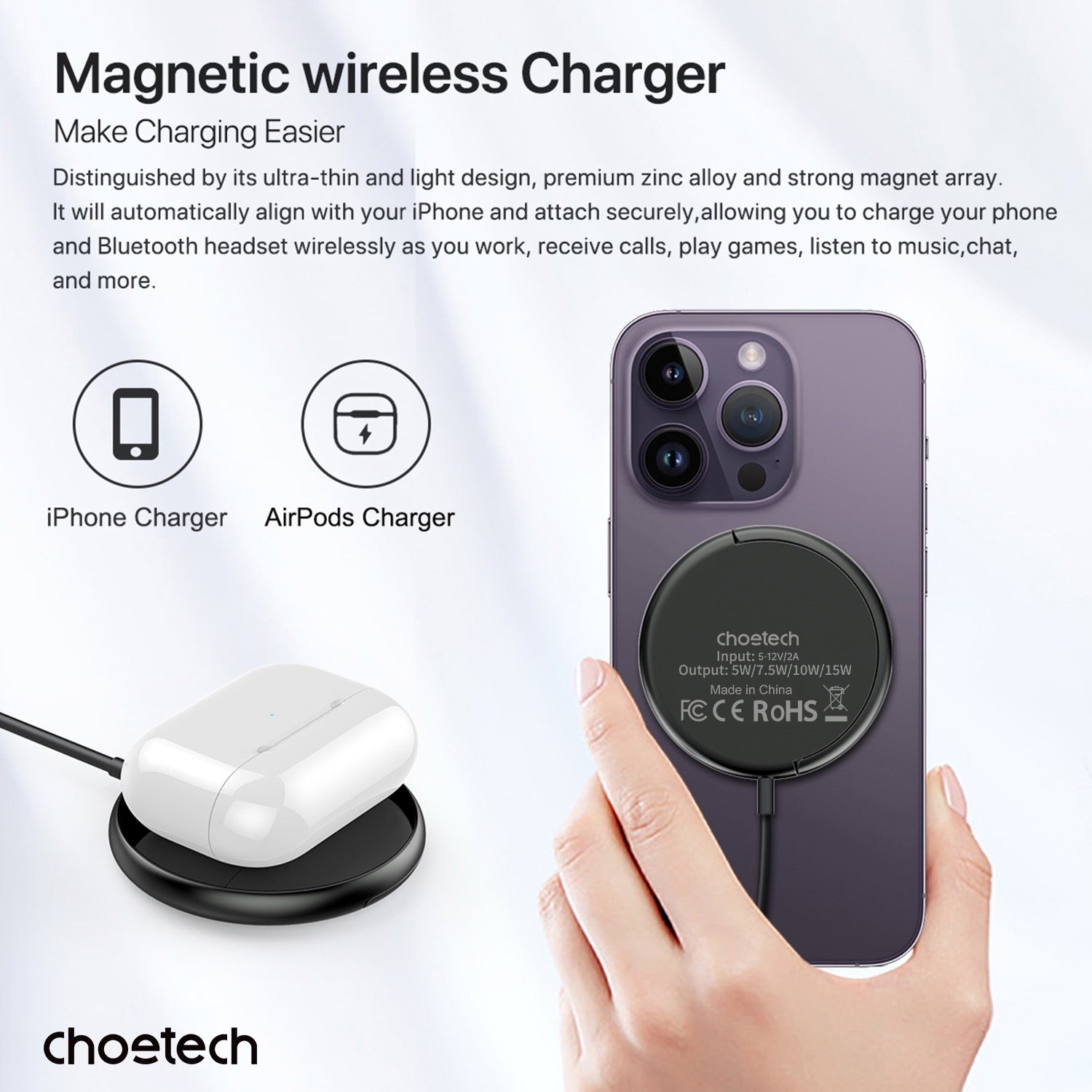 Choetech Fast Wireless Charger With Stand T697-F 15W - Black