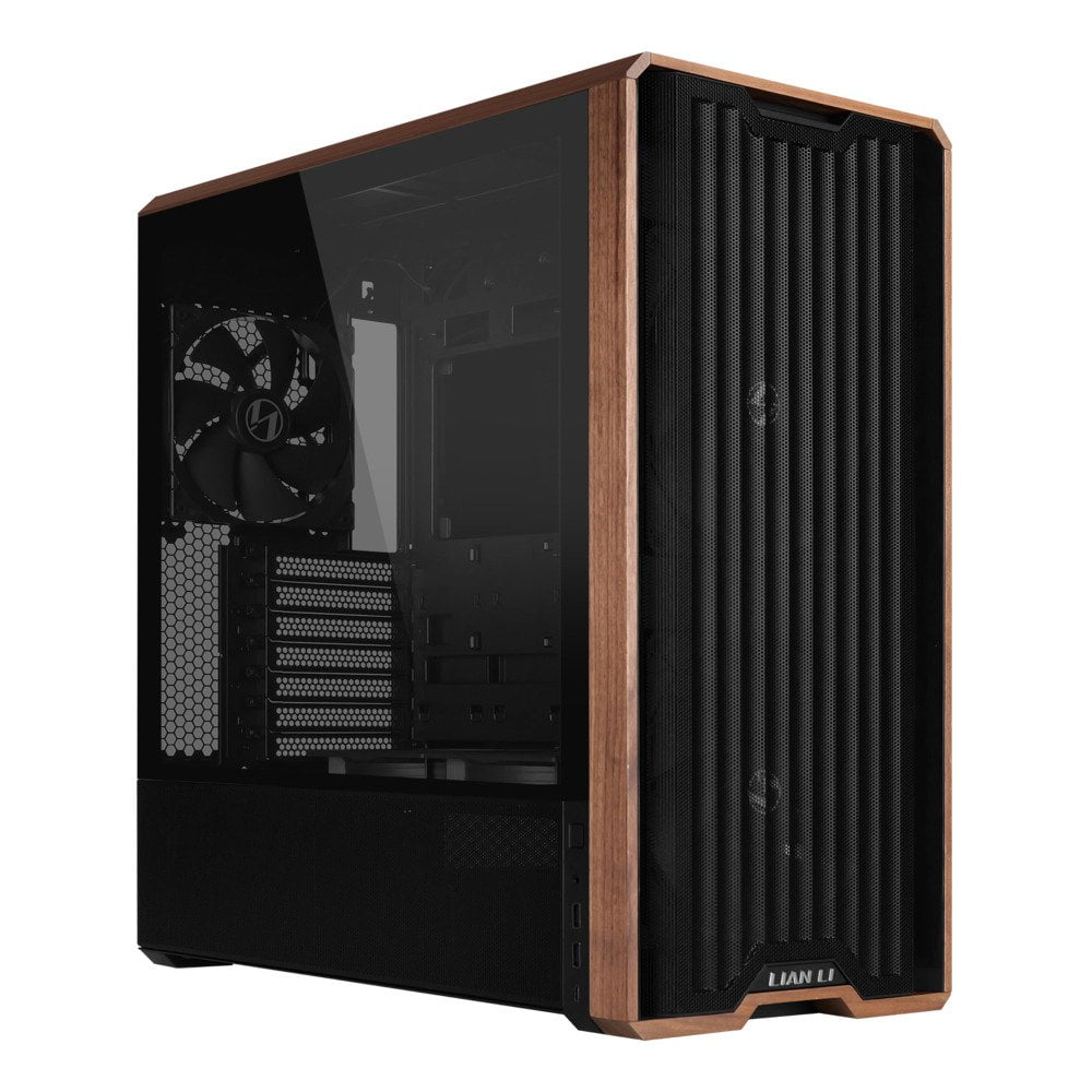 GUNMANSA Lian Li LANCOOL 217 Genuine Walnut Wood Computer Case, Mid-Tower ATX PC Case with 5 Pre-Installed PWM Fans 2x170mm, 2x120mm & 1x140mm, Flexible PSU & Cable Installation - Black (LAN217X)