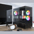 MONTECH XR XR-B, ATX Mid-Tower PC Gaming Case, 3 x 120mm ARGB PWM Fans Pre-Installed, Full-View Dual Tempered Glass Panel, Wood-Grain Design I/O Interface, Support 4090 GPUs, 360mm Radiator Support, Black | SKU CS-XRB