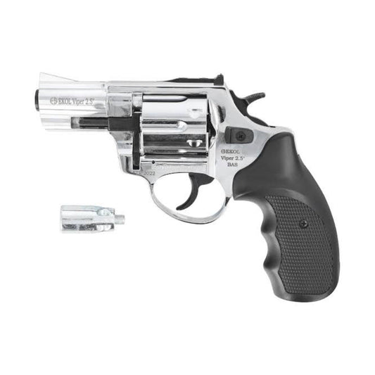 Ekol Viper 2.5" Chrome Blank/Pepper Gun (Semi Auto|6 Rounds|9mm PAK|Revolver)