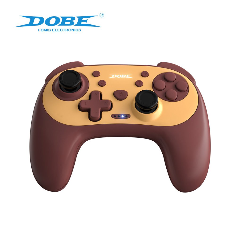 GUNMANSA DOBE TNS-2101 Bluetooth Wireless Gaming Controller, Compatible with Switch / Android(Android 6.0 or above) / PC(Win 7 or above) / IOS 13 / PS3 Cable Connection, Adjustable Motor Vibration Speed, Yellow/Brown