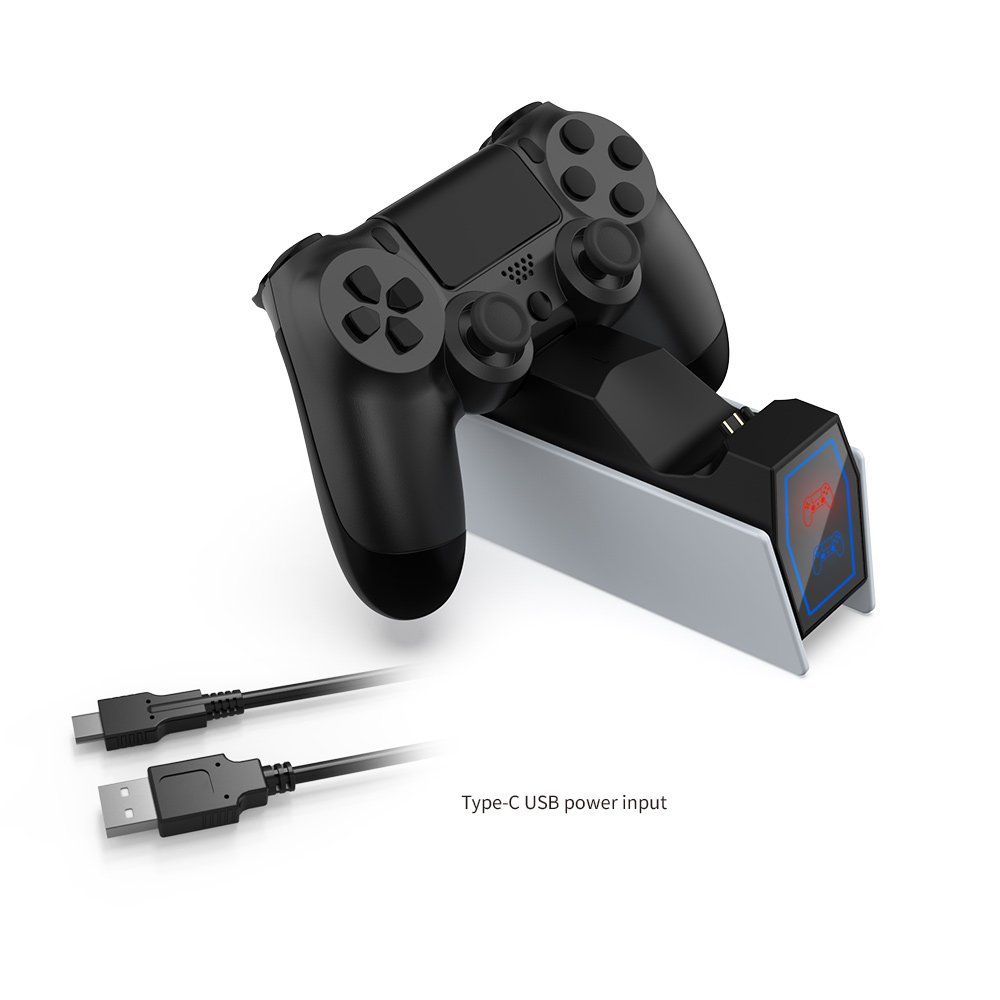 DOBE TP4-0417 LED PS4 Controller Charger Dock Station, Charging Station Replacement for Playstation 4 Dualshock 4 Charger, Upgraded Fast-Charging Port for Playstation 4 Controllers | SKU DB-P40417