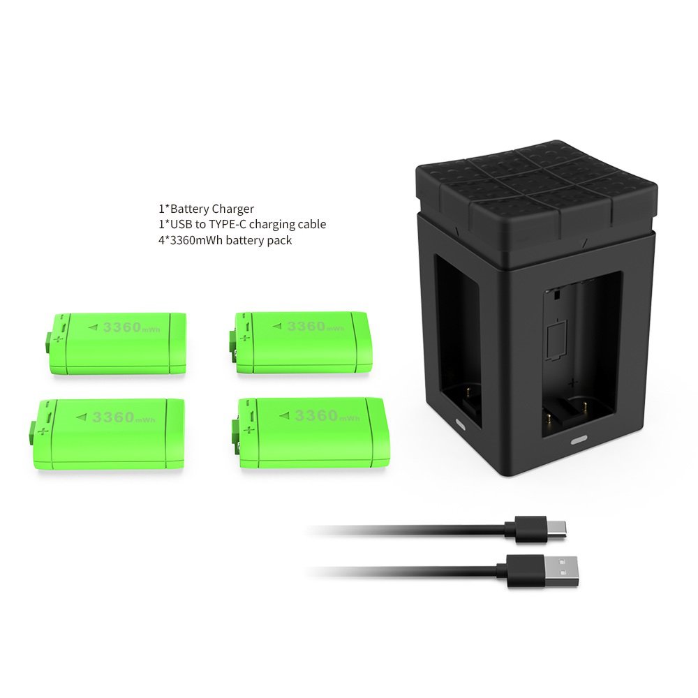 DOBE TYX-3610 Pop-Out Controller Battery Pack for Xbox, Xbox Series X, Series S, 4 x 3360mWh, Rechargeable Battery Pack, Fast Battery Charger Station | SKU DB-YX3610