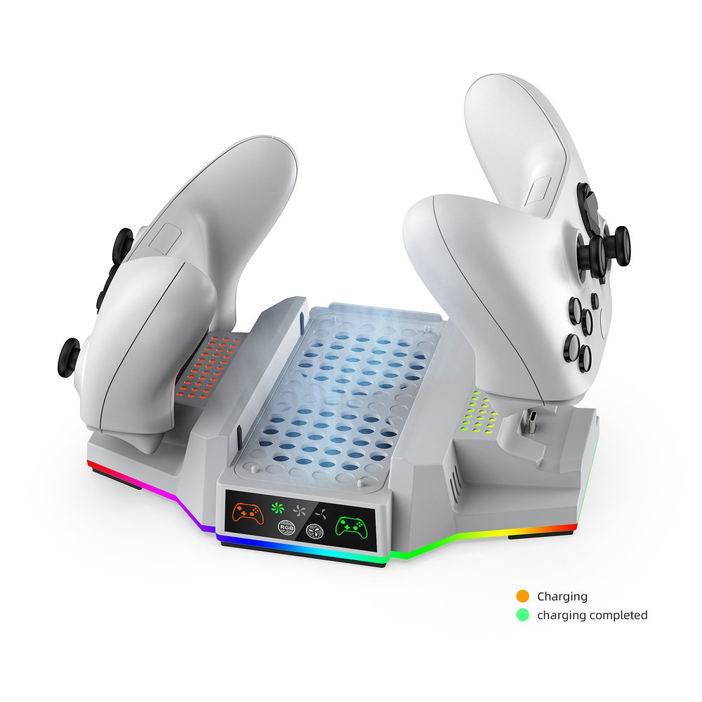 DOBE XBOX SERIES S Console Grip Charging Stand with Ambient Lighting, Compatible with Xbox One and Series S controllers, comes with a Power Cord and Battery Pack, White, TYX-3612 | SKU DB-YX3612W