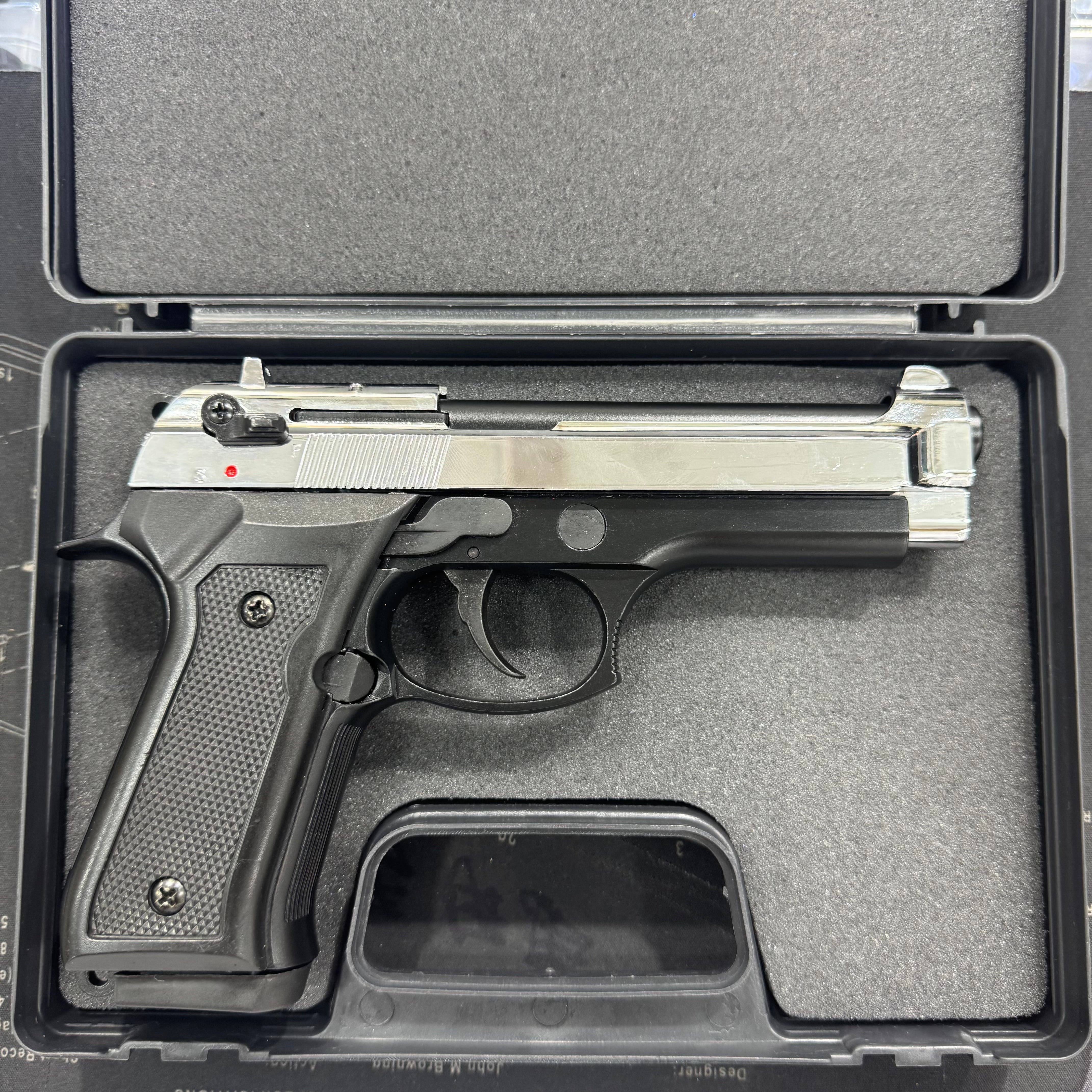 Blow F92 Black|Shiny Chrome Blank/Pepper Gun (Semi Auto|15+1|9mm PAK)