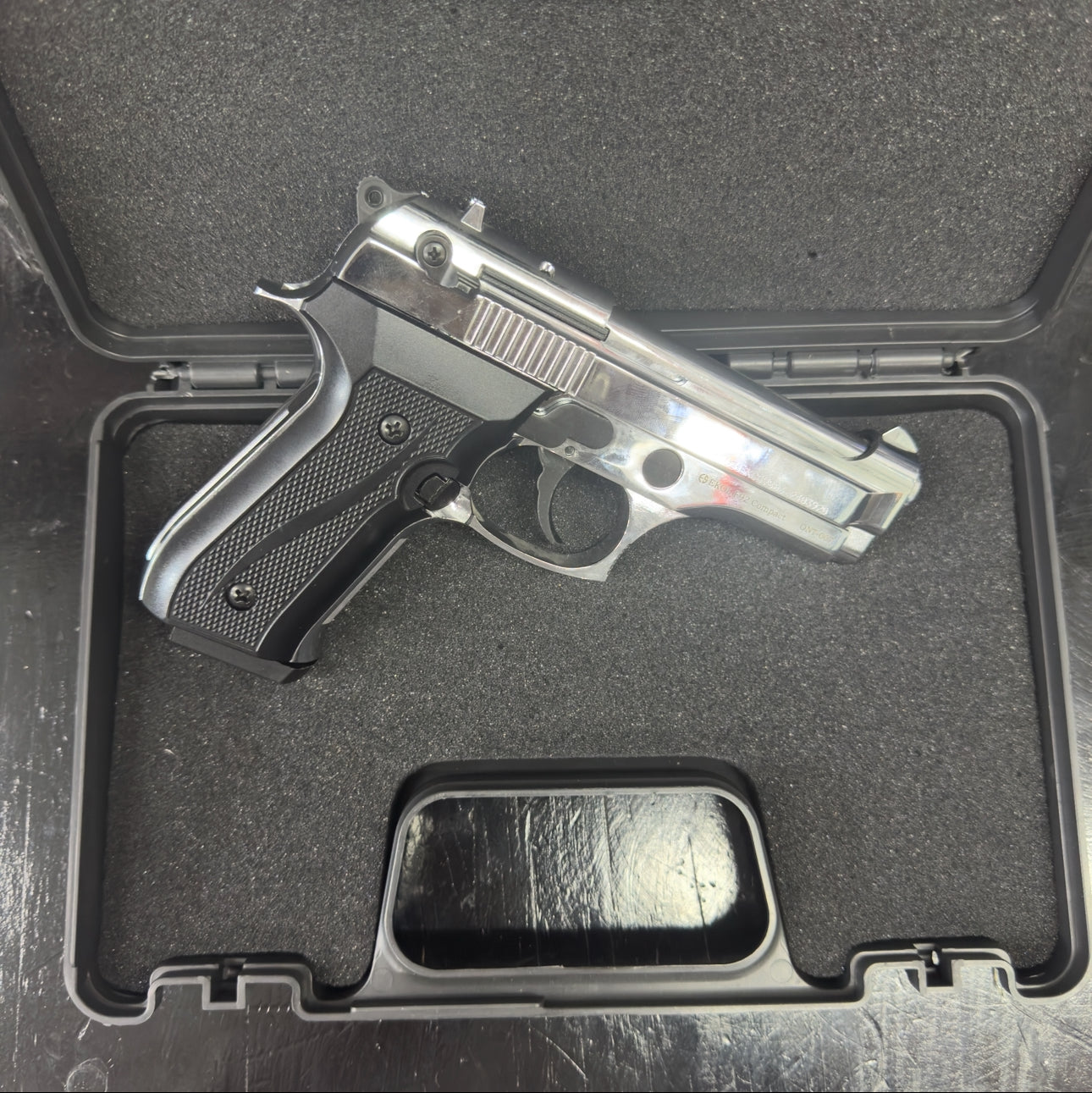 Ekol F92 Compact Shiny Chrome Blank/Pepper Gun (Semi Auto|15+1|9mm PAK)